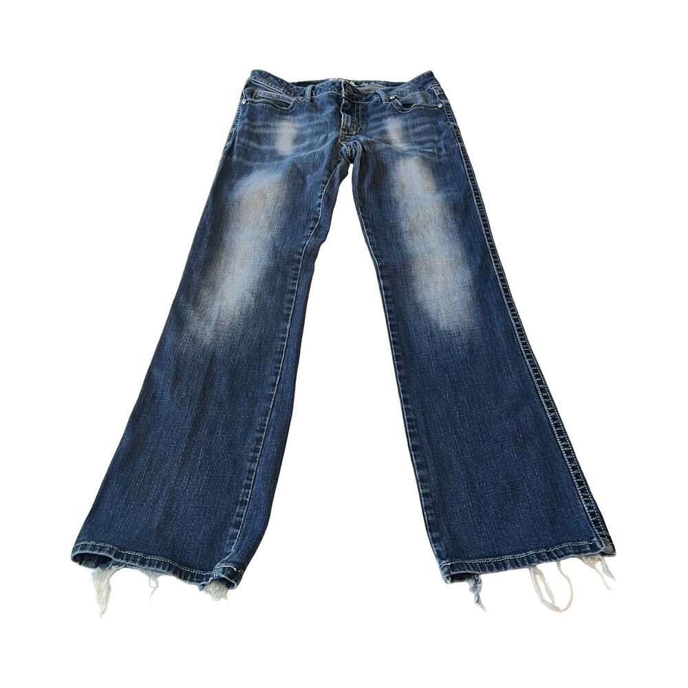 Rock 47 by Wrangler‎ Ultra Low Rise Bootcut Jeans Dark Wash Embellished 25x32